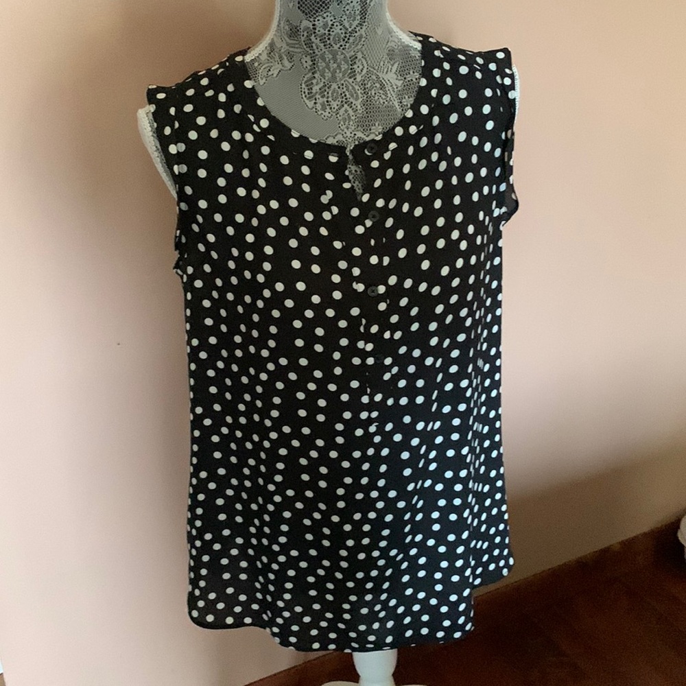 Loft polka dot tops (2), black & white, M&L